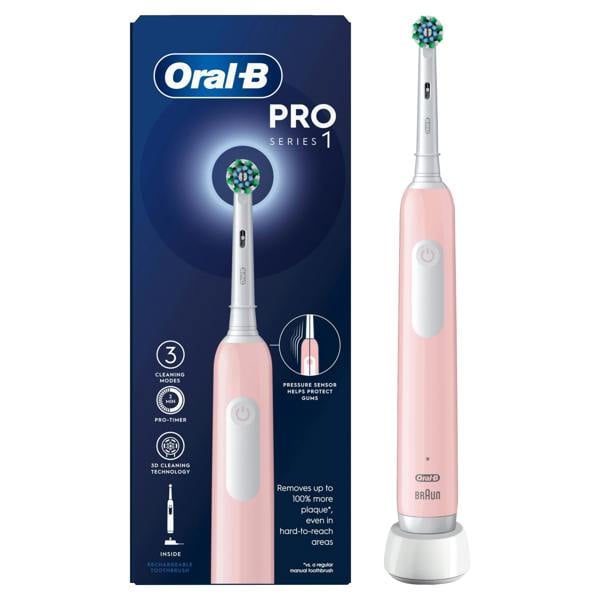 Oral-B Pro Series 1 Pink Electric Toothbrush, Designed By Braun