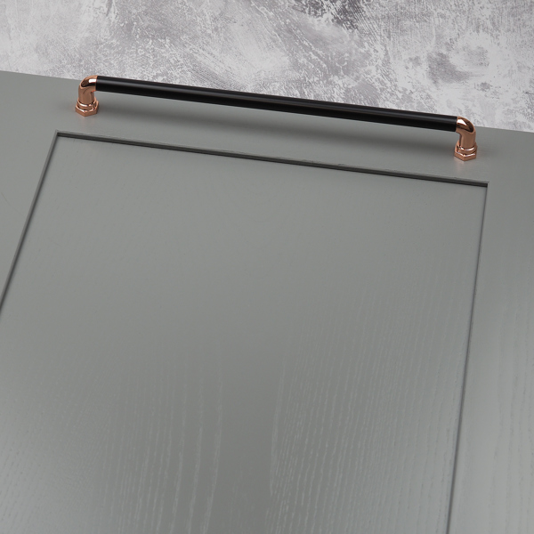 Handle & Home Polished Copper & Matt Black Industrial Bar Handles
