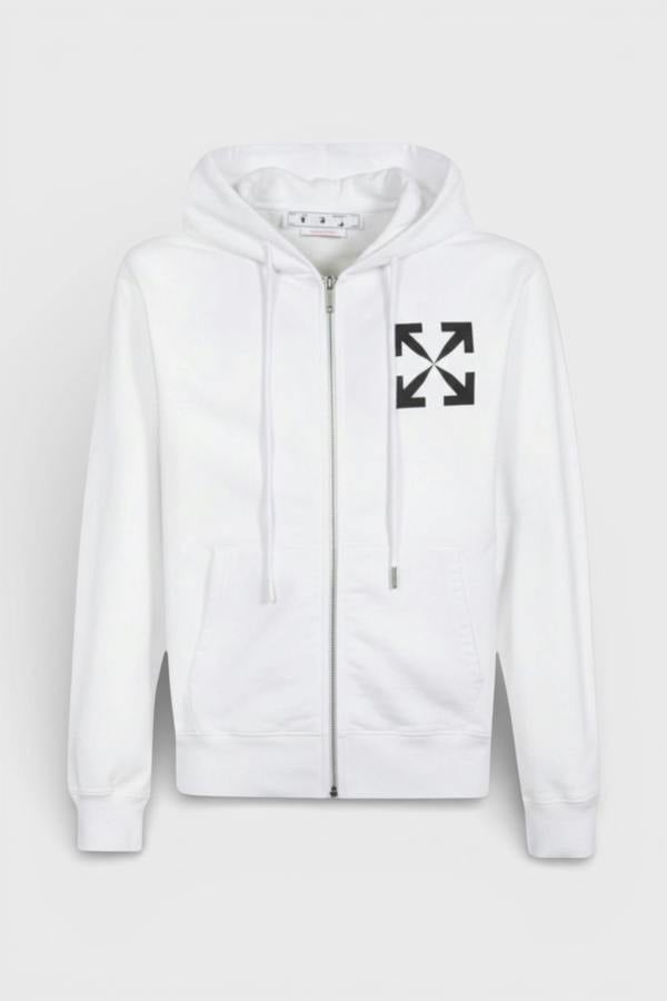 Off-White Single Arrow Slim Zip Hoodie White