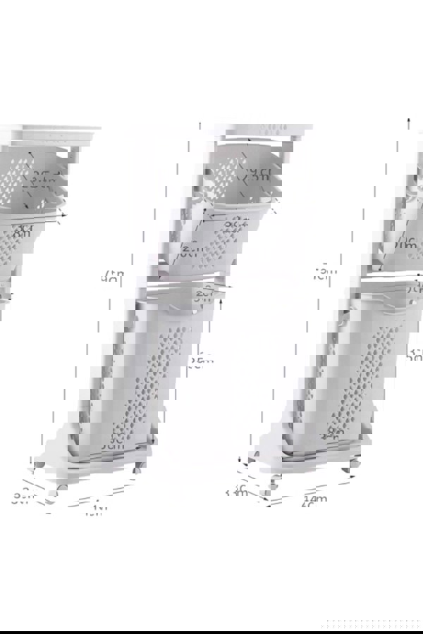 Living and Home 2 Compartments Laundry Basket Bathroom Clothes Storage on Wheels