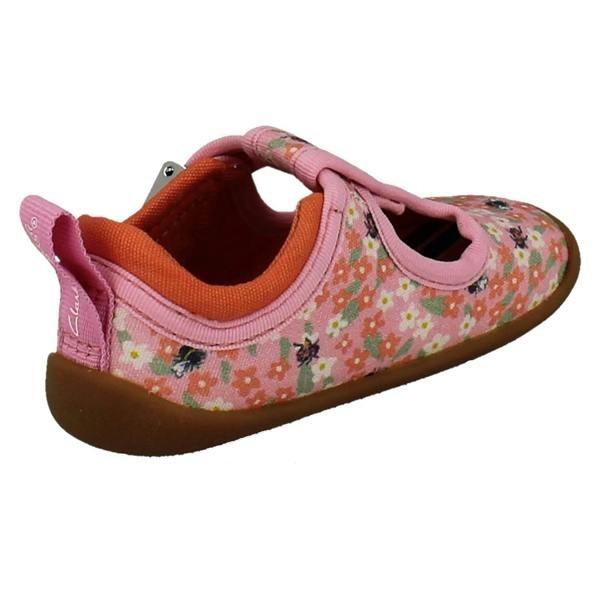 Clarks Girls Clarks Canvas T-Bar Roamer Bloom T