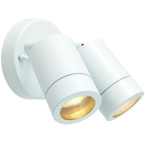 IP44 Outdoor Adjustable Spotlight Matt White Twin GU10 Dimmable Up Down light Loops