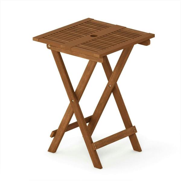 WALPLUS Tioman Hardwood Folding Table in Teak Oil, Natural | Stylish Table for Home Use with Practical and Modern Design