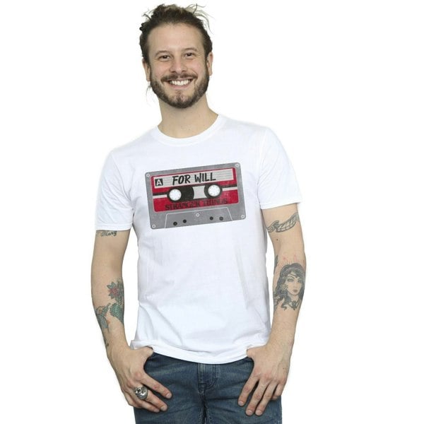 Netflix Mens Stranger Things Cassette For Will T-Shirt - White