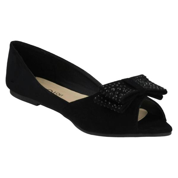 Spot On Ladies Spot On Peep Toe Ballerinas