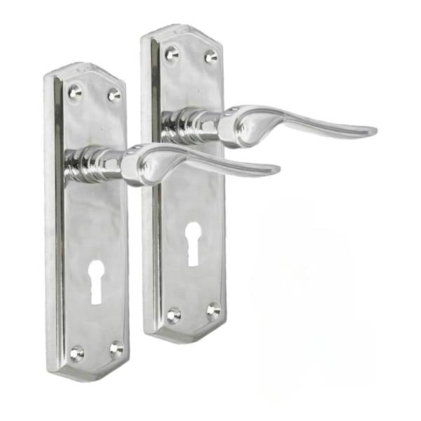 EDH Door Hardware Stellar Lever Lock Door Handles 167mm – Polished Chrome – 1 Pair