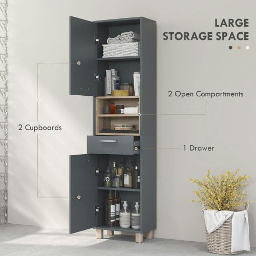 Wyld Haus Suna Tall Bathroom Storage Cabinet With Moisture Resistant Board Finish Matte Grey