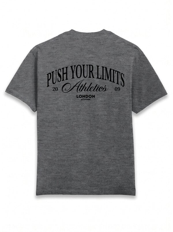 London Attitude Push Your Limits Oversized Heavyweight T-Shirt in Black Print