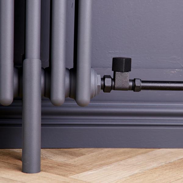 Flode Straight Square Manual Radiator Valve Pack | 15mm x 1/2″ | Anthracite