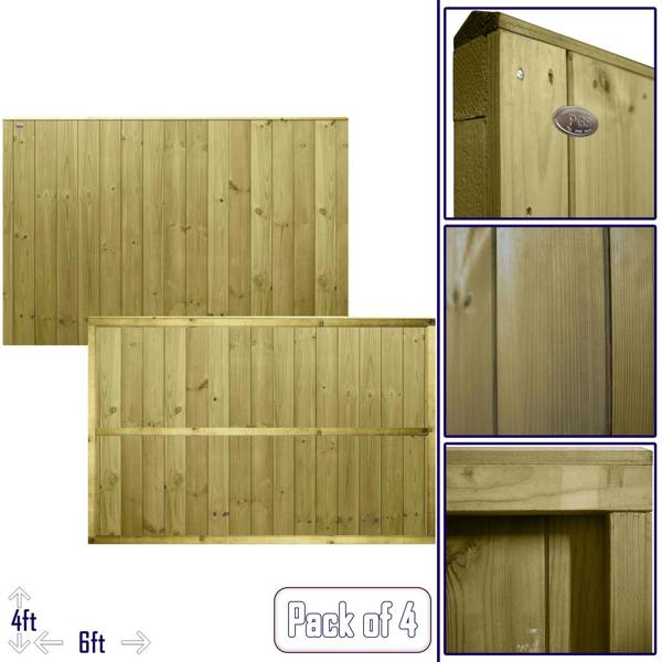 4 pack fence panel ultimate vertical t&g [w.6ft x h.4ft] 1