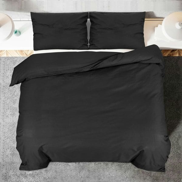 Berkfield Duvet Cover Set Black 140x200 cm Light-weight Microfiber