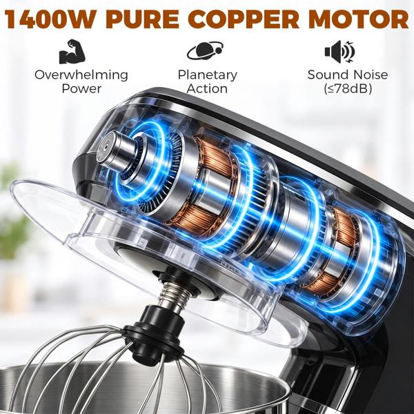 HOMCOM 1400W Cake Electric Kitchen Mixer with Dough Hook, Black