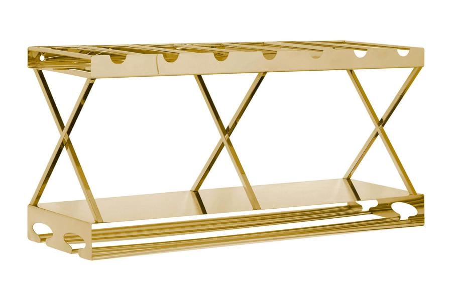 Novo 2 Tier 7 Bottle Gold Finish Wine Rack