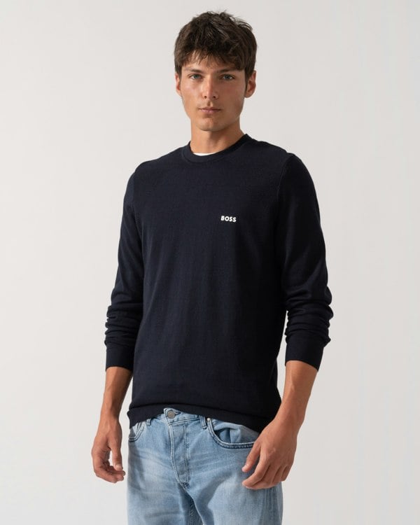 BOSS Green Momentum Lite Mens Crew Neck Jumper - Dark Blue 402