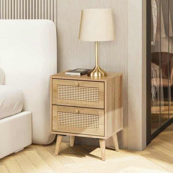 Swish Furniture Manila Rattan 2 Drawer Bedside Table