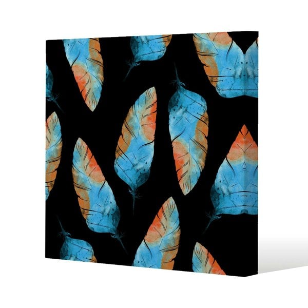 Benjamin Tate Design Imprints boho feathers Slim Style Canvas Print  75x75cm , 15mm Slim Real wood.