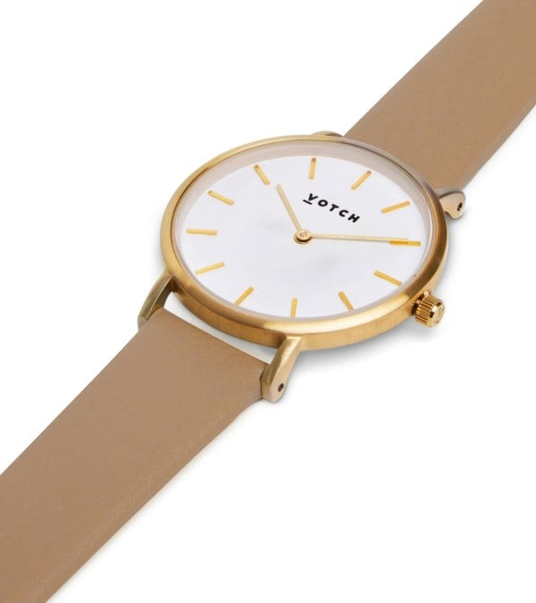 Votch Gold & Tan Watch | Petite