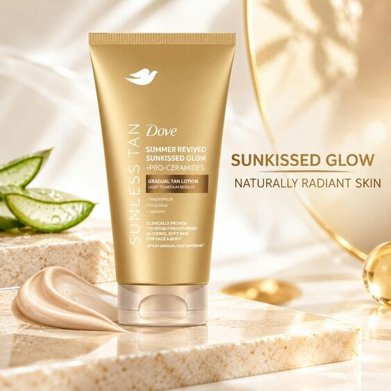 Dove Summer Revived Tanning Lotion for Light to Medium Sunkissed Glow, 75ml