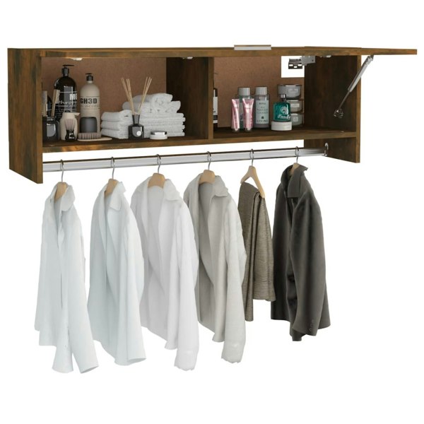 Berkfield Wardrobe Smoked Oak 100x32.5x35 cm Engineered Wood