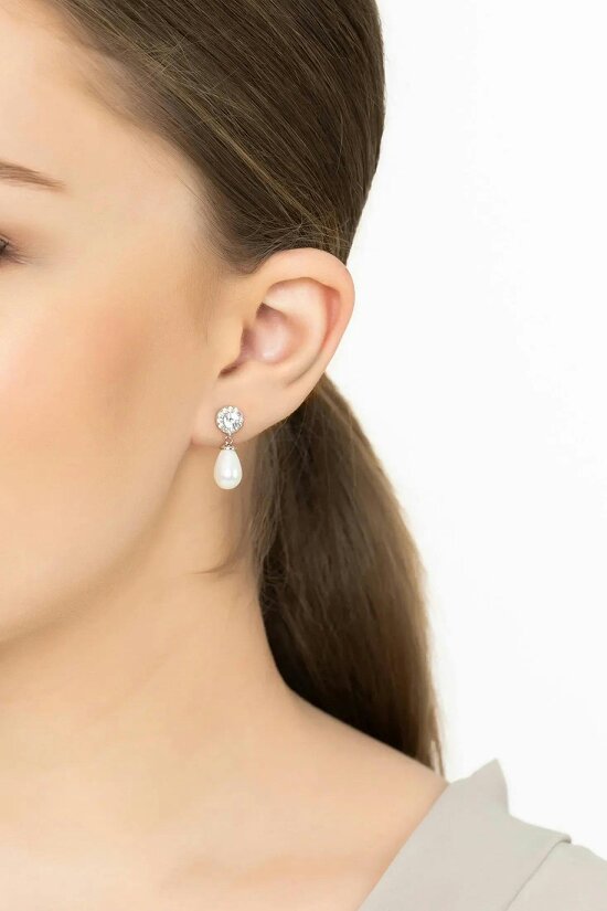 Latelita Timeless Pearl Teardrop Earrings Silver