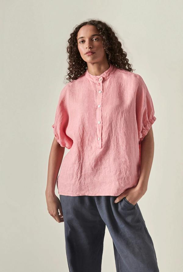 James Lakeland Relaxed Pink Linen Blouse