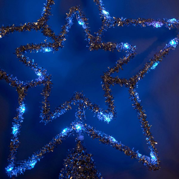 Samuel Alexander 28cm Battery Powered Silver Christmas Star Tree Topper with Blue Multi-Action LEDs