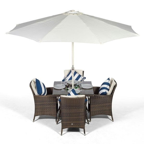 Giardino Savannah Square 4 Seater Patio Dining Set with Ice Bucket Drinks Cooler