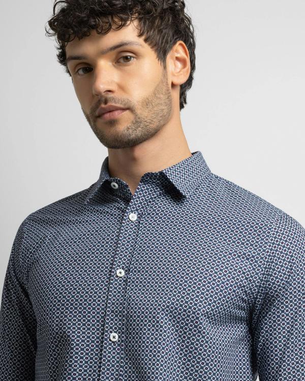 Steel & Jelly Limited Edition Navy Geometric Slim Fit Shirt