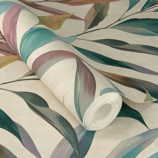 Rasch x Tesa Fiesta Watercolour Leaves Self Adhesive Peel and Stick Textured Wallpaper, Multicolour