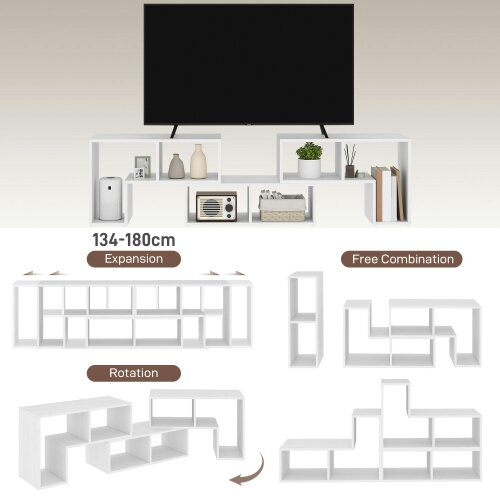 Wyld Haus Tota 134cm White Wood Effect 3 Block Modular TV Stand