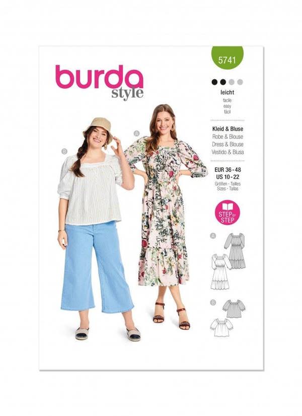 Burda Sewing Pattern 5741 Tops and Dresses For Women, 10-22 (36-48) - Easy