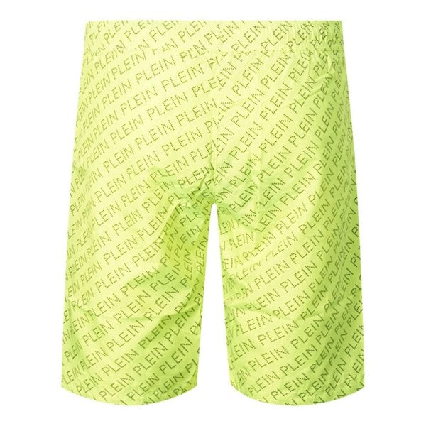 Philipp Plein Repetitive Long Logo Fluorescent Yellow Swim Shorts