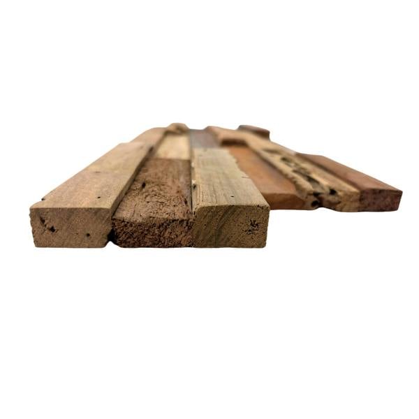 Wallsupply UltraWood Colorado Reclaimed Solid Teak Wood Panels, Wall Cladding 3D Interlocking Tiles, 10pcs 0.9m²
