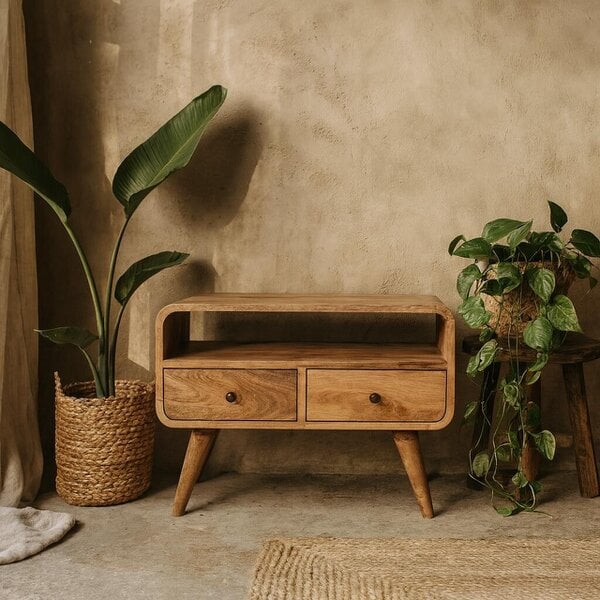 Wyld Haus Peschiera Mini Curved Oak Mango Wood TV Media Unit