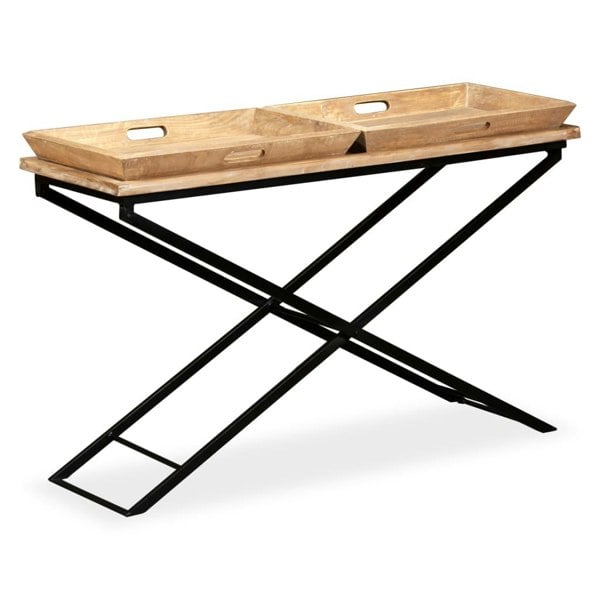 Berkfield Console Table Solid Mango Wood 130x40x80 cm