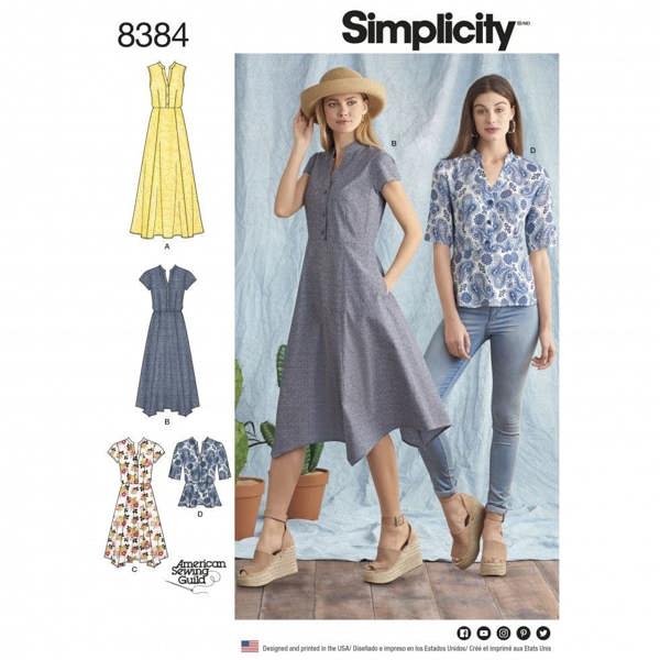 Simplicity Sewing Pattern 8384, Dresses, Tops for Women, H5 (6-8-10-12-14) - Intermediate