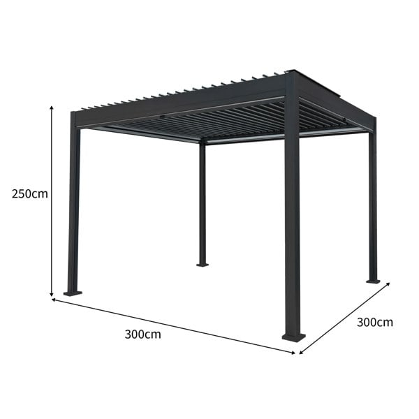 Monstershop Anthracite Aluminium Pergola With White Blinds - 3m x 3m