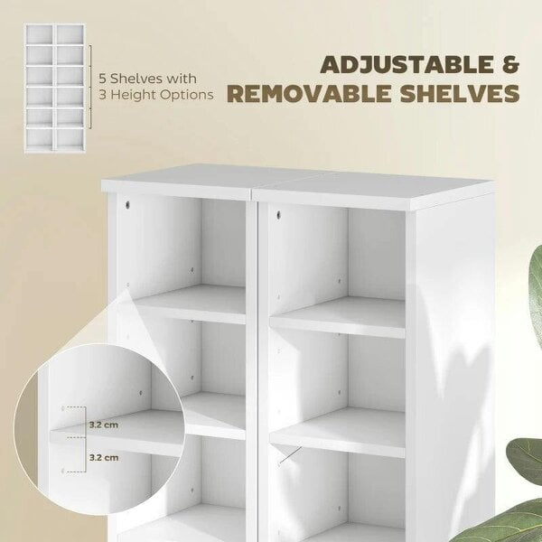 Bobobiy Set of 2 CD Media Display Shelf Unit Tower Rack with Adjustable Shelves, White