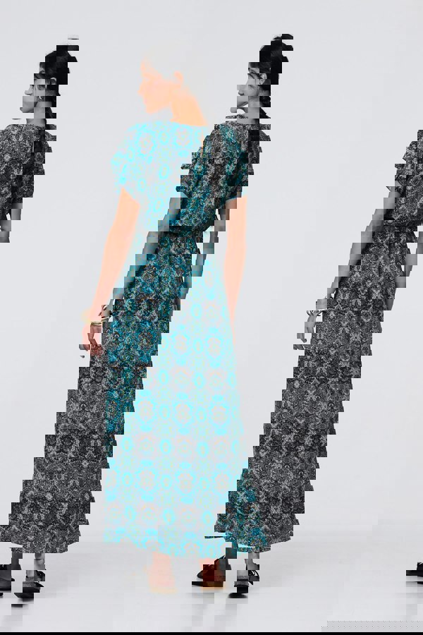 Green | Printed Batwing Sleeve Maxi Dress