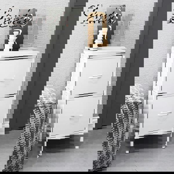 Levede Bedside Table 2 Fabric Drawer Nightstand Shelf Storage Furniture Cabinet