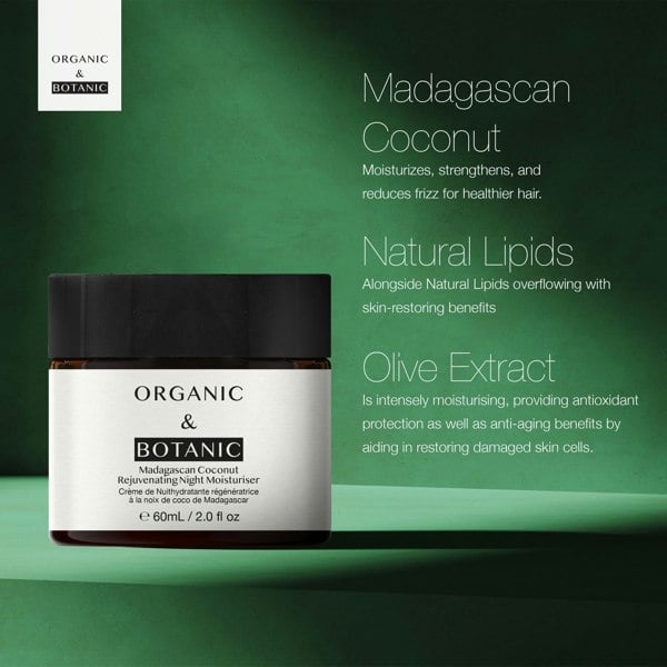 OB092 Organic & Botanic Madagascan Coconut Rejuvenating Night Moisturiser 60ml