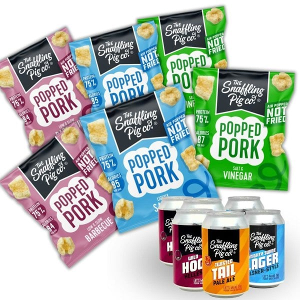 The Snaffling Pig Co Popped Pork & Beer Game Night Bundle