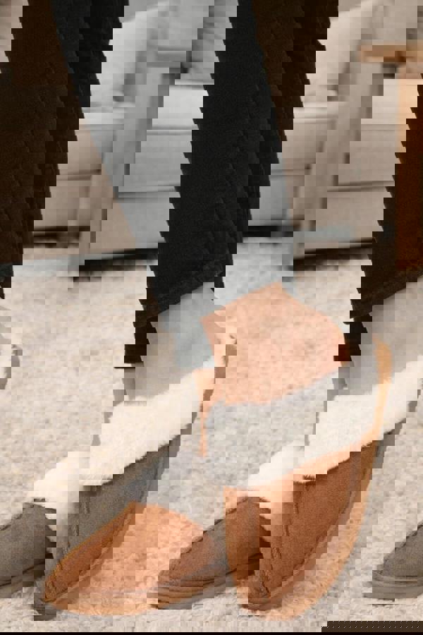 Trendy Trotters Chestnut Suede Women’s Backless Slippers - Faux Fur Lined For Extra Comfort