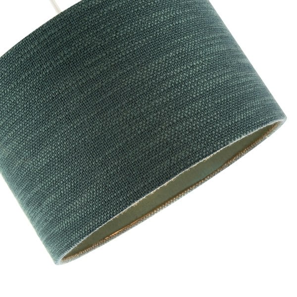 Designer Bobbled and Textured Linen Lamp Shade in Dark Emerald Green Image 4