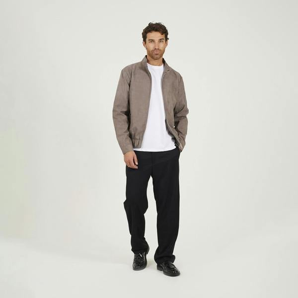 Brave Soul Taupe Faux Suede Bomber Jacket - Taupe Image 3