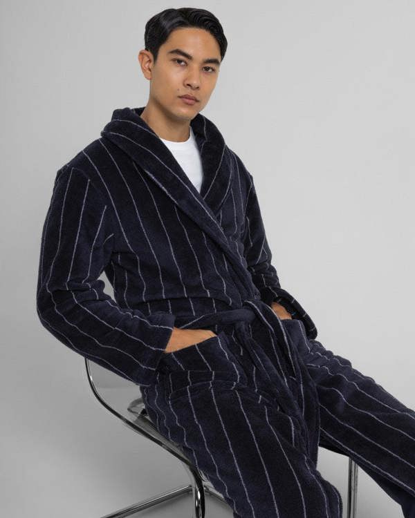 Steel & Jelly Portland - Striped Supersoft Fleece Dressing Gown