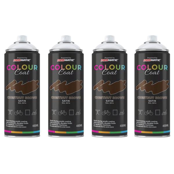 Colour Coat 4X Chestnut Brown RAL 8014 Satin Spray Paint 400ml