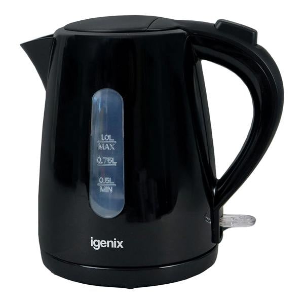 igenix 1 Litre Cordless Jug Kettle, 2200W, Black