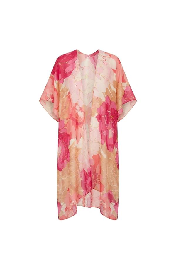 James Lakeland Pink Peony Print Kaftan