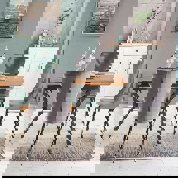 Life Interiors Single New York Modern Velvet Dining Chair - High Back Design with Black Metal Legs, Stylish & Comfortable Seating for Dining or Office